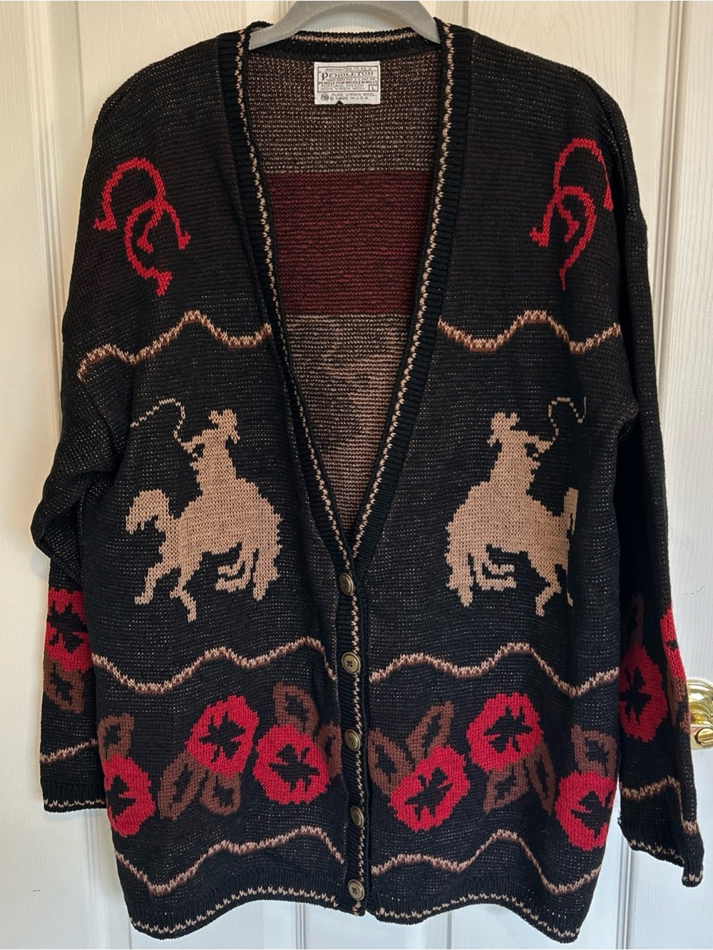 Pendleton Vintage 1980 Let ‘er Buck western Sweater large Wool